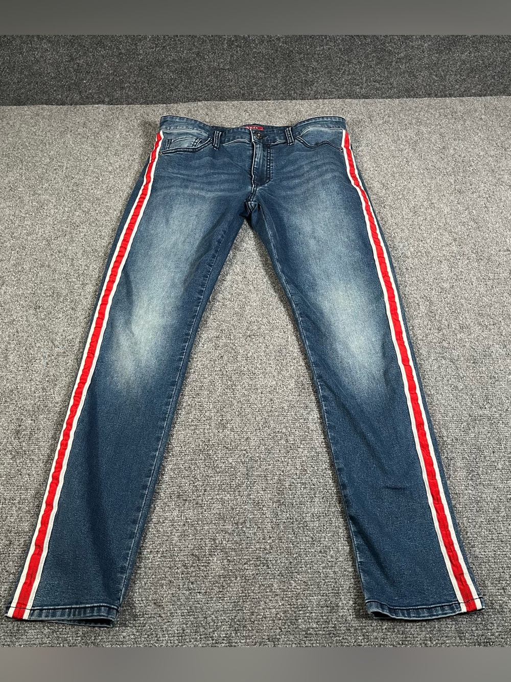 Guess Jeans Men’s 32x30 Denim Y2K Striped Streetwear Hip Hop Preppy Straight Leg